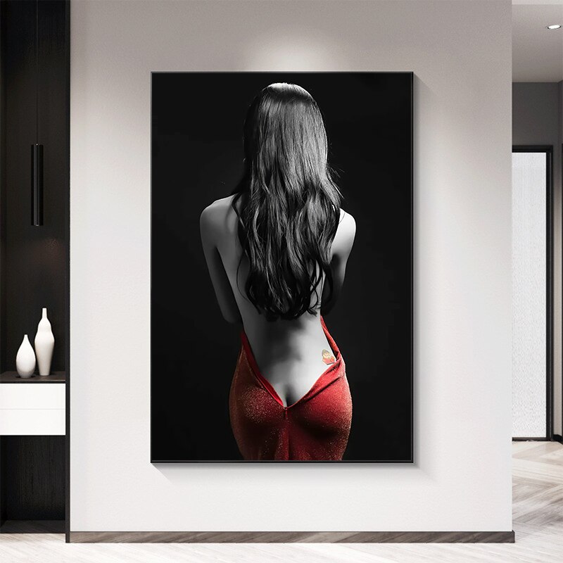 P&oacute;ster Art&iacute;stico de belleza Sexy para decoraci&oacute;n del hogar, pintura en lienzo para dormitorio, regalos, color blanco y negro desnudo