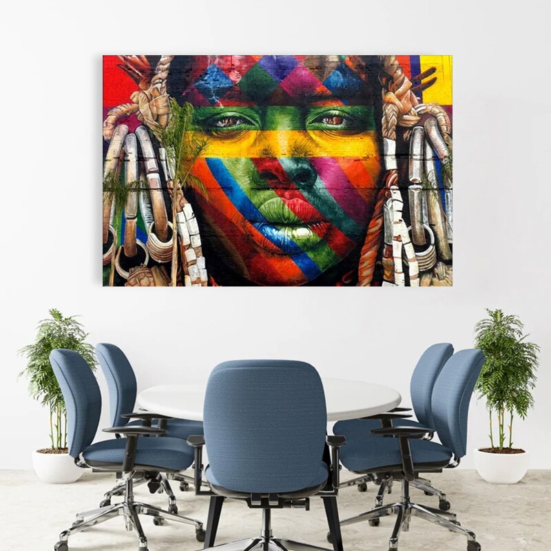 Retrato de Graffiti africano, impresi&oacute;n famosa, arte de pared, pintura en lienzo, im&aacute;genes art&iacute;sticas de pared, carteles e impresiones para la decoraci&oacute;n del hogar de la sala de estar