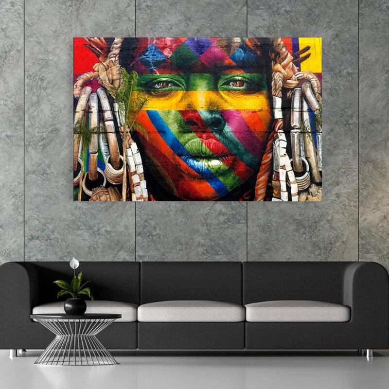 Retrato de Graffiti africano, impresi&oacute;n famosa, arte de pared, pintura en lienzo, im&aacute;genes art&iacute;sticas de pared, carteles e impresiones para la decoraci&oacute;n del hogar de la sala de estar