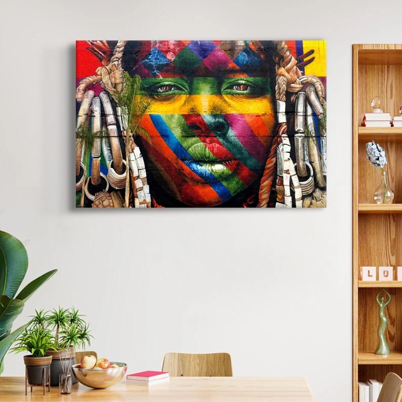 Retrato de Graffiti africano, impresi&oacute;n famosa, arte de pared, pintura en lienzo, im&aacute;genes art&iacute;sticas de pared, carteles e impresiones para la decoraci&oacute;n del hogar de la sala de estar