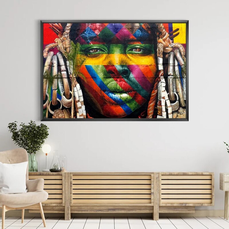 Retrato de Graffiti africano, impresi&oacute;n famosa, arte de pared, pintura en lienzo, im&aacute;genes art&iacute;sticas de pared, carteles e impresiones para la decoraci&oacute;n del hogar de la sala de estar