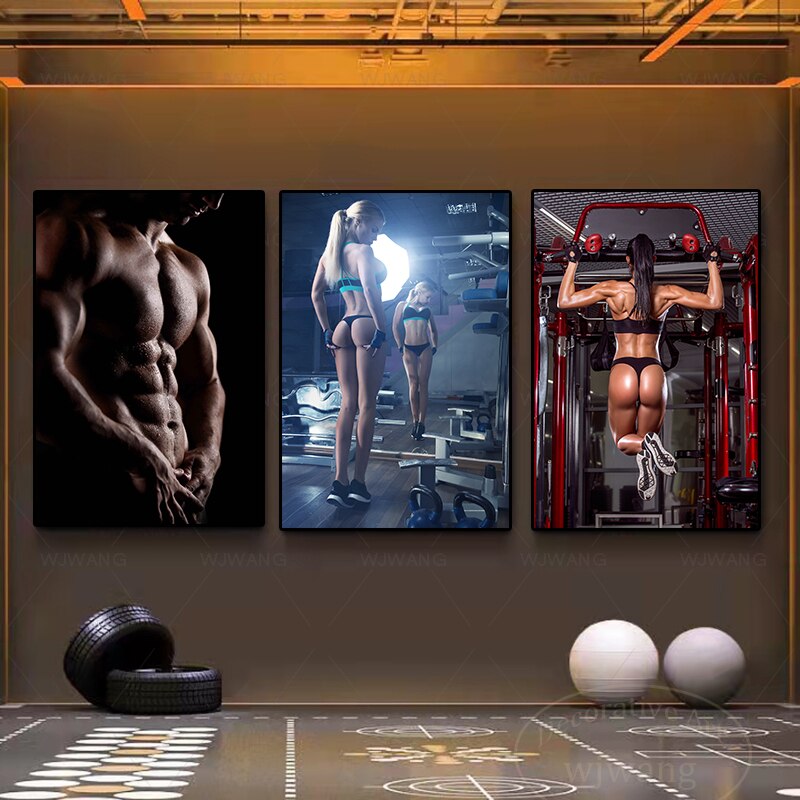 P&oacute;ster inspirador masculino musculoso, Sexy, culturismo, chica, Fitness, deportes, Mural, carteles de lona, impresiones, im&aacute;genes de pared, gimnasio, decoraci&oacute;n del hogar
