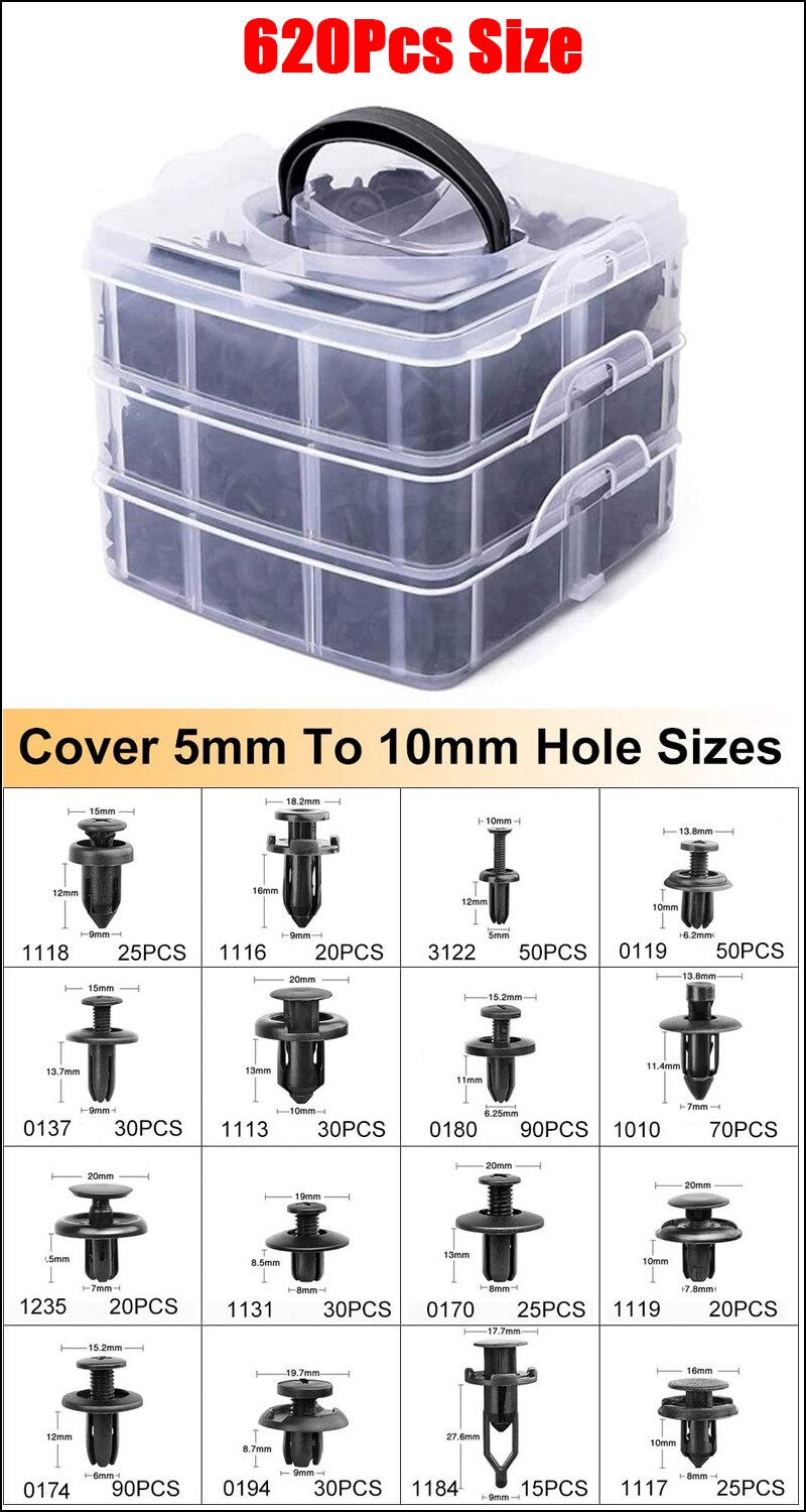 Juego de Clips de sujeci&oacute;n para carrocer&iacute;a de coche, Kit de remaches de pl&aacute;stico para coche, pasador de empuje, remache, parachoques, embellecedor de puerta, retenedor de Panel