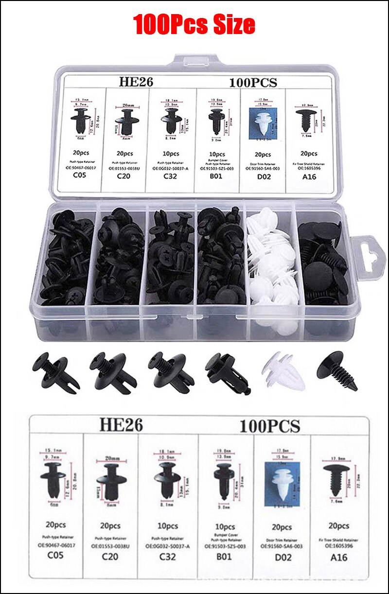 Juego de Clips de sujeci&oacute;n para carrocer&iacute;a de coche, Kit de remaches de pl&aacute;stico para coche, pasador de empuje, remache, parachoques, embellecedor de puerta, retenedor de Panel