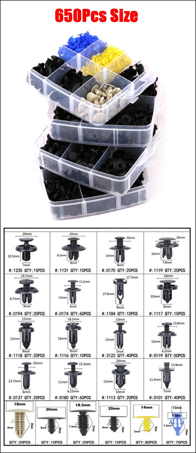 Juego de Clips de sujeci&oacute;n para carrocer&iacute;a de coche, Kit de remaches de pl&aacute;stico para coche, pasador de empuje, remache, parachoques, embellecedor de puerta, retenedor de Panel