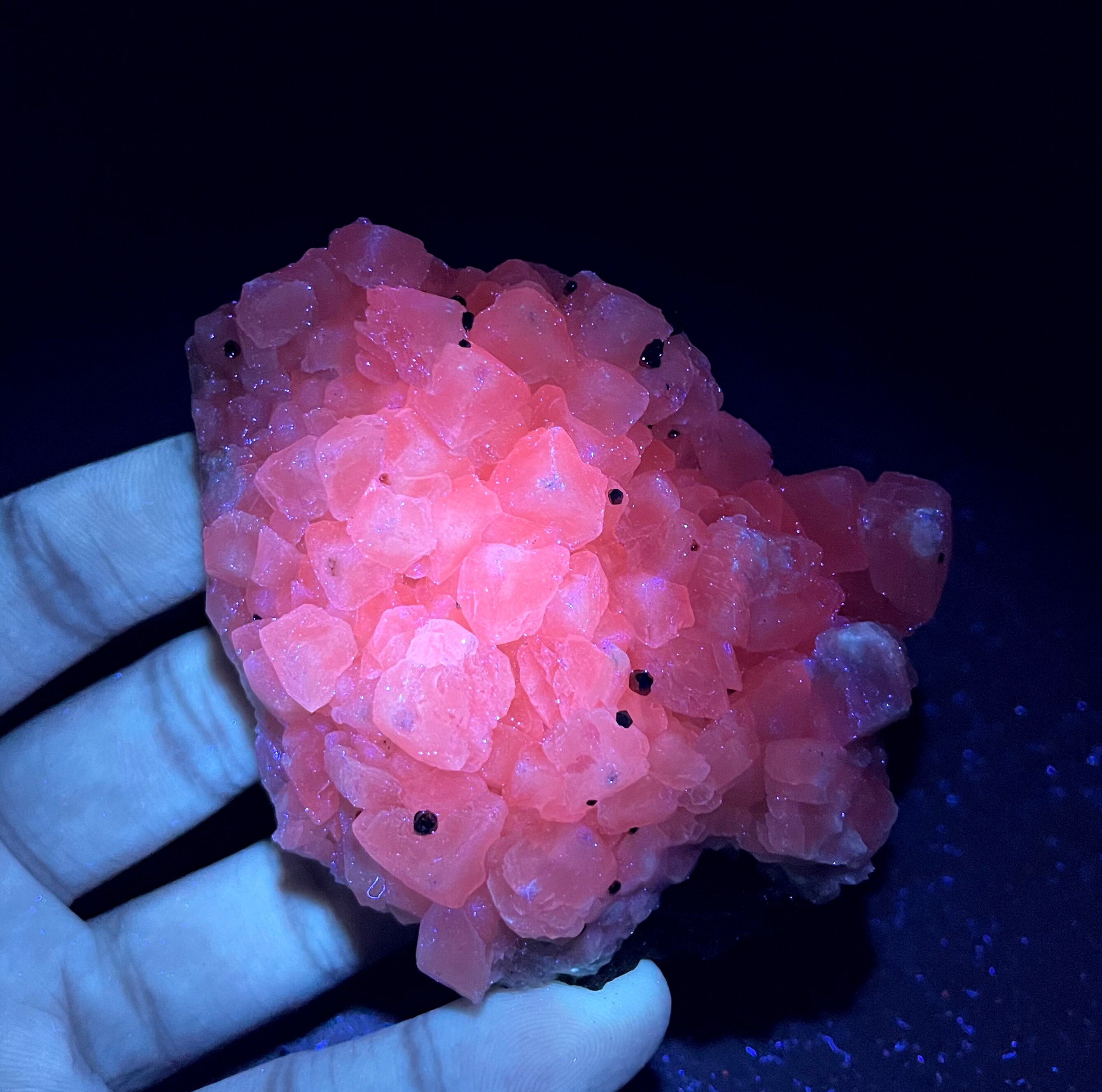 &iexcl;Lo mejor! 100% piedras fluorescentes naturales de calcita y pirita, symbiosis, esp&eacute;cimen mineral, cristales curativos, cuarzo