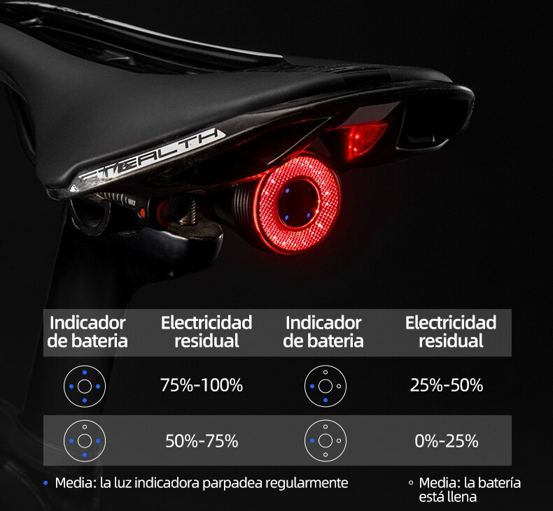 ROCKBROS bicicleta inteligente Auto freno detecci&oacute;n luz IPx6 impermeable LED carga ciclismo luz trasera bicicleta luz trasera accesorios Q5