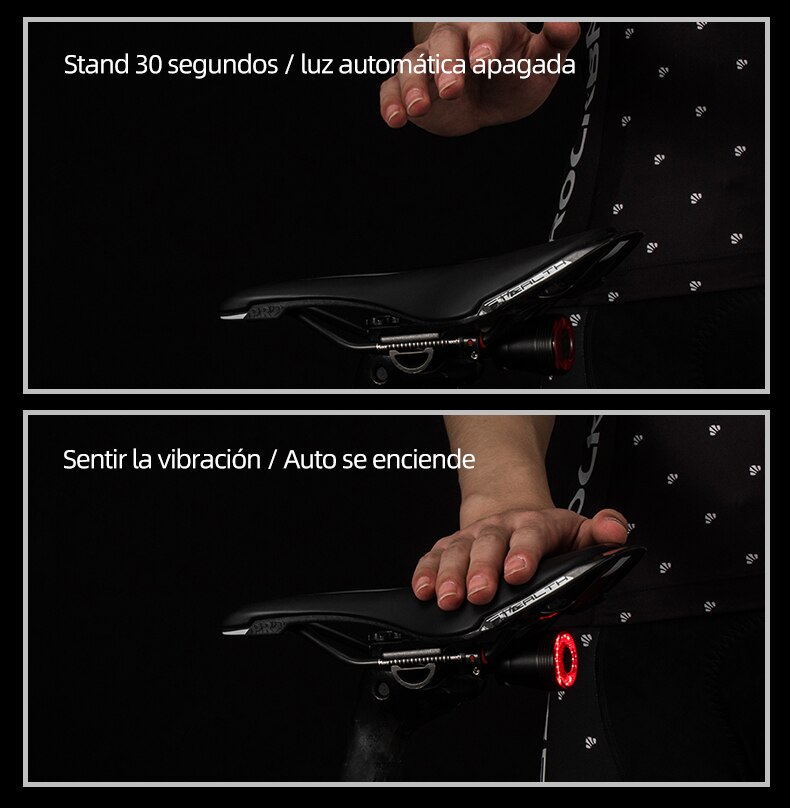 ROCKBROS bicicleta inteligente Auto freno detecci&oacute;n luz IPx6 impermeable LED carga ciclismo luz trasera bicicleta luz trasera accesorios Q5