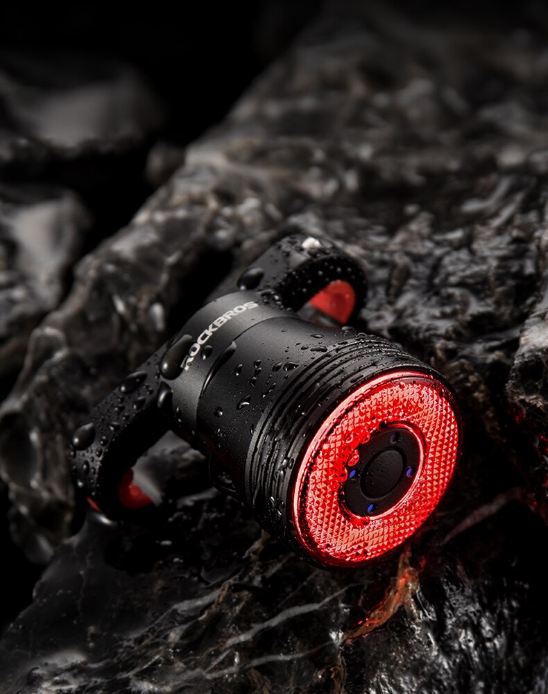 ROCKBROS bicicleta inteligente Auto freno detecci&oacute;n luz IPx6 impermeable LED carga ciclismo luz trasera bicicleta luz trasera accesorios Q5