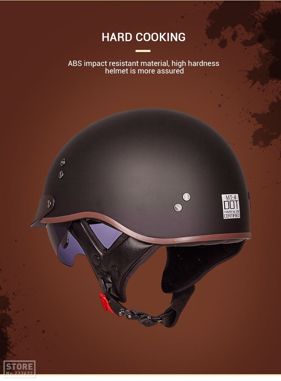 GXT-Casco de motocicleta abierto retro con certificaci&oacute;n DOT, accesorio protector para moto, protecci&oacute;n para la cabeza, motorista de scooter