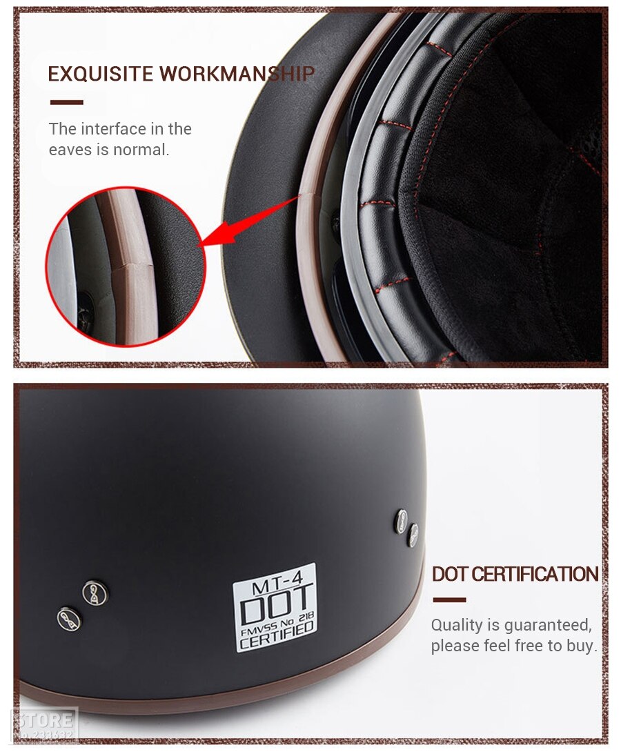 GXT-Casco de motocicleta abierto retro con certificaci&oacute;n DOT, accesorio protector para moto, protecci&oacute;n para la cabeza, motorista de scooter