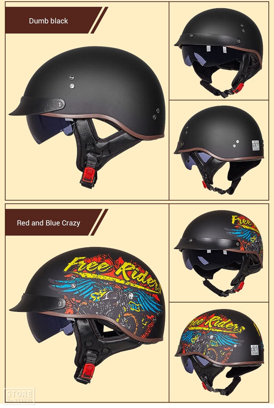 GXT-Casco de motocicleta abierto retro con certificaci&oacute;n DOT, accesorio protector para moto, protecci&oacute;n para la cabeza, motorista de scooter