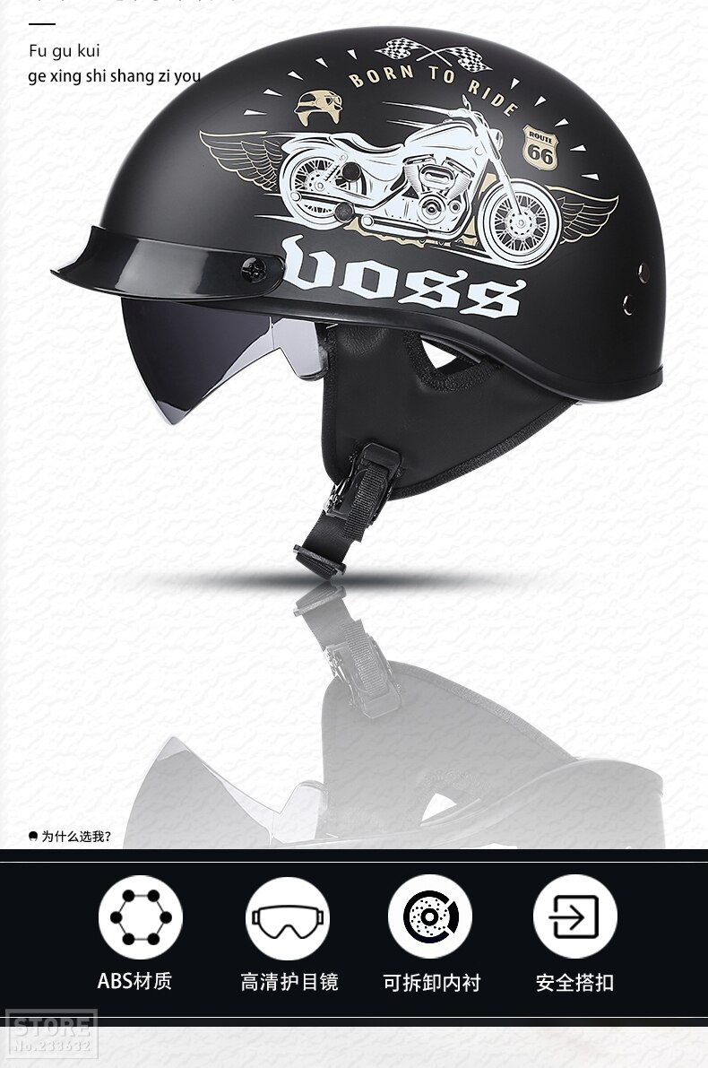 GXT-Casco de motocicleta abierto retro con certificaci&oacute;n DOT, accesorio protector para moto, protecci&oacute;n para la cabeza, motorista de scooter