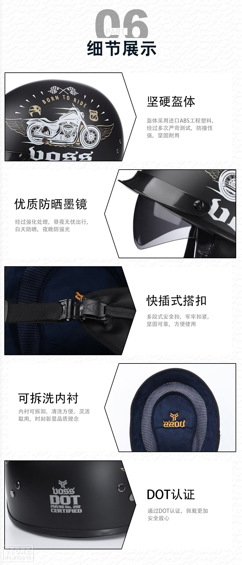 GXT-Casco de motocicleta abierto retro con certificaci&oacute;n DOT, accesorio protector para moto, protecci&oacute;n para la cabeza, motorista de scooter