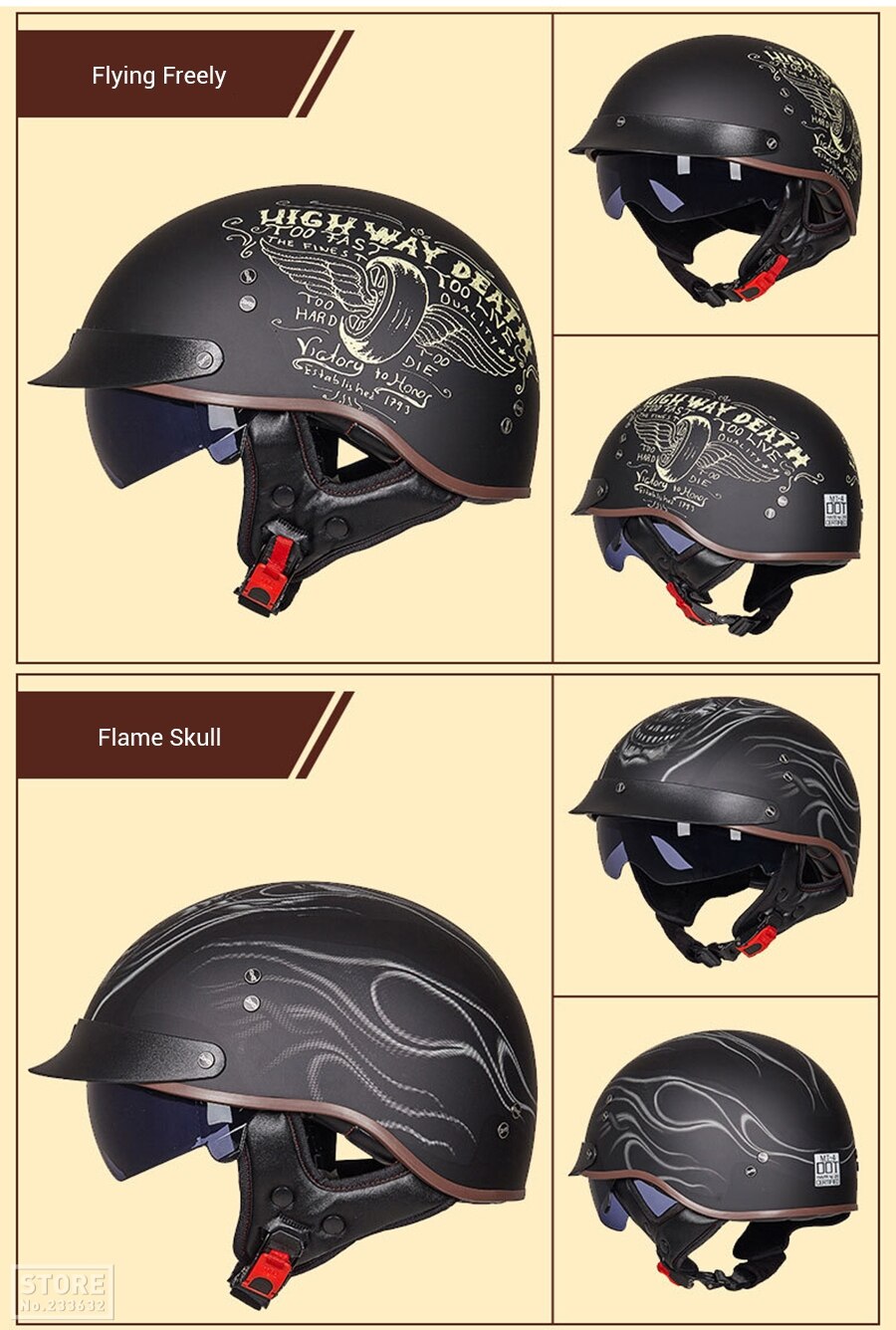 GXT-Casco de motocicleta abierto retro con certificaci&oacute;n DOT, accesorio protector para moto, protecci&oacute;n para la cabeza, motorista de scooter