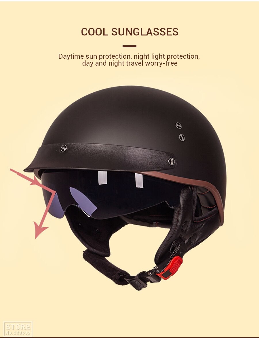 GXT-Casco de motocicleta abierto retro con certificaci&oacute;n DOT, accesorio protector para moto, protecci&oacute;n para la cabeza, motorista de scooter