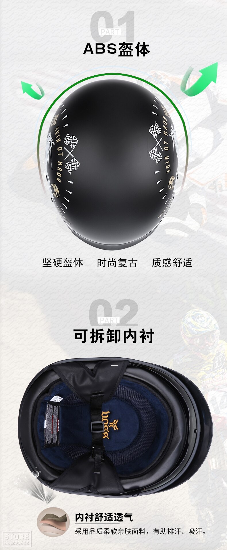 GXT-Casco de motocicleta abierto retro con certificaci&oacute;n DOT, accesorio protector para moto, protecci&oacute;n para la cabeza, motorista de scooter