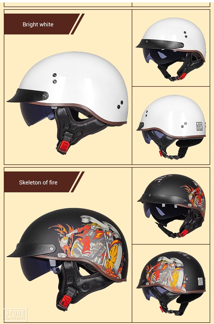 GXT-Casco de motocicleta abierto retro con certificaci&oacute;n DOT, accesorio protector para moto, protecci&oacute;n para la cabeza, motorista de scooter