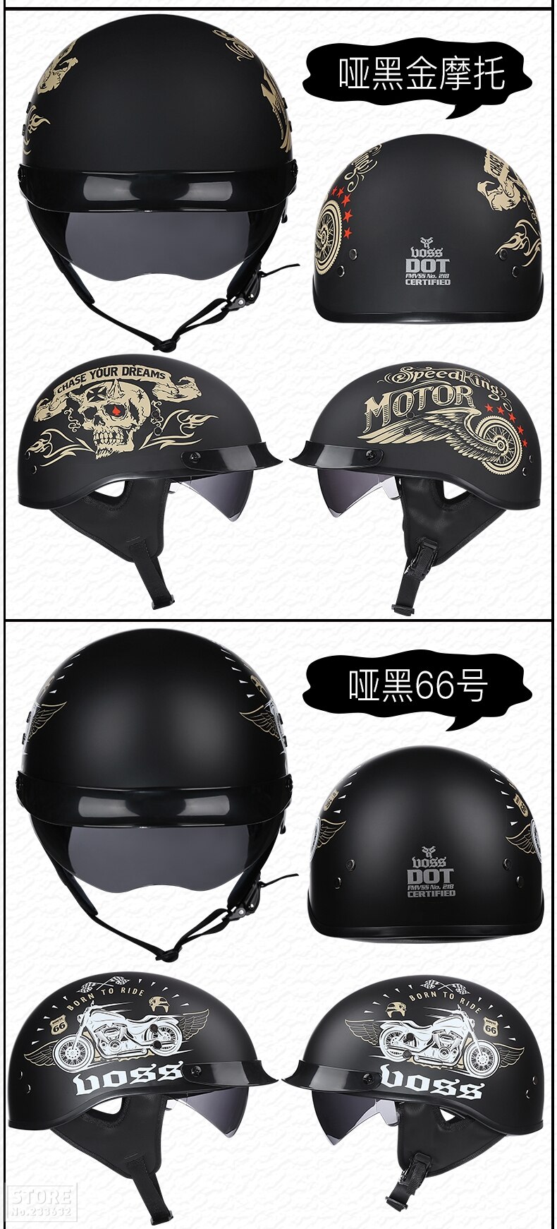 GXT-Casco de motocicleta abierto retro con certificaci&oacute;n DOT, accesorio protector para moto, protecci&oacute;n para la cabeza, motorista de scooter