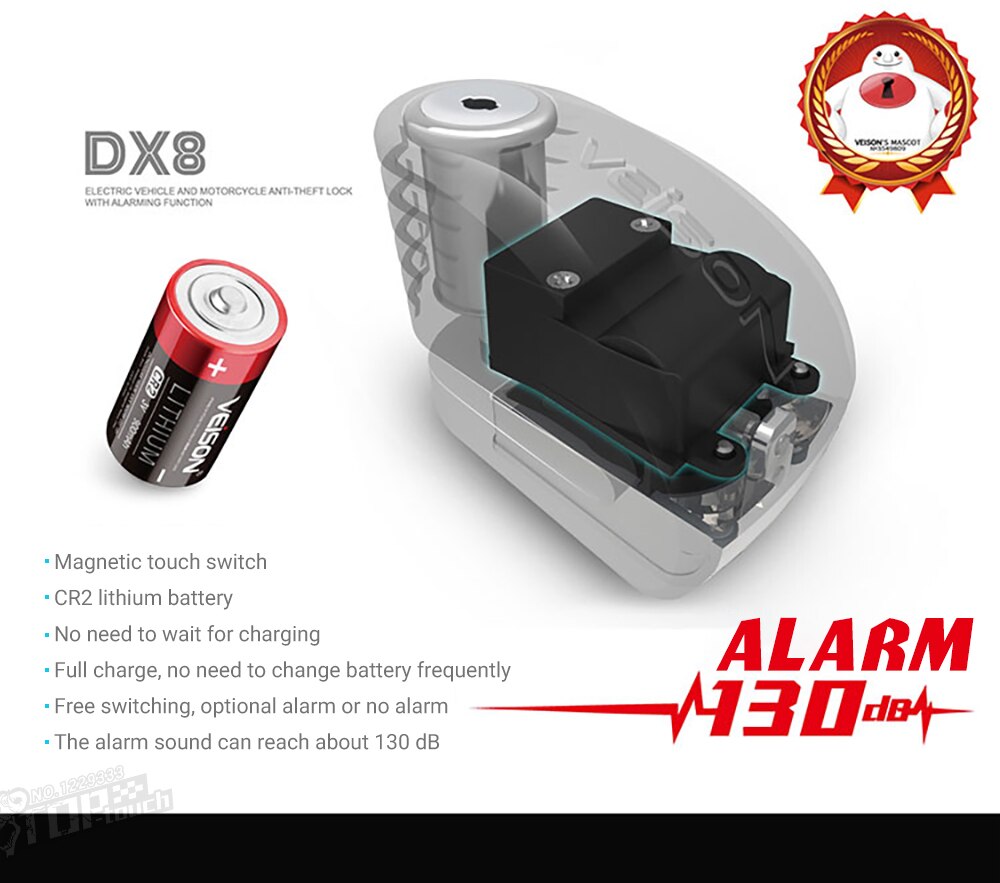 VEISON-candado de bloqueo de disco Para motocicleta, candado de Alarma impermeable Para bicicleta, Alarma Para Moto