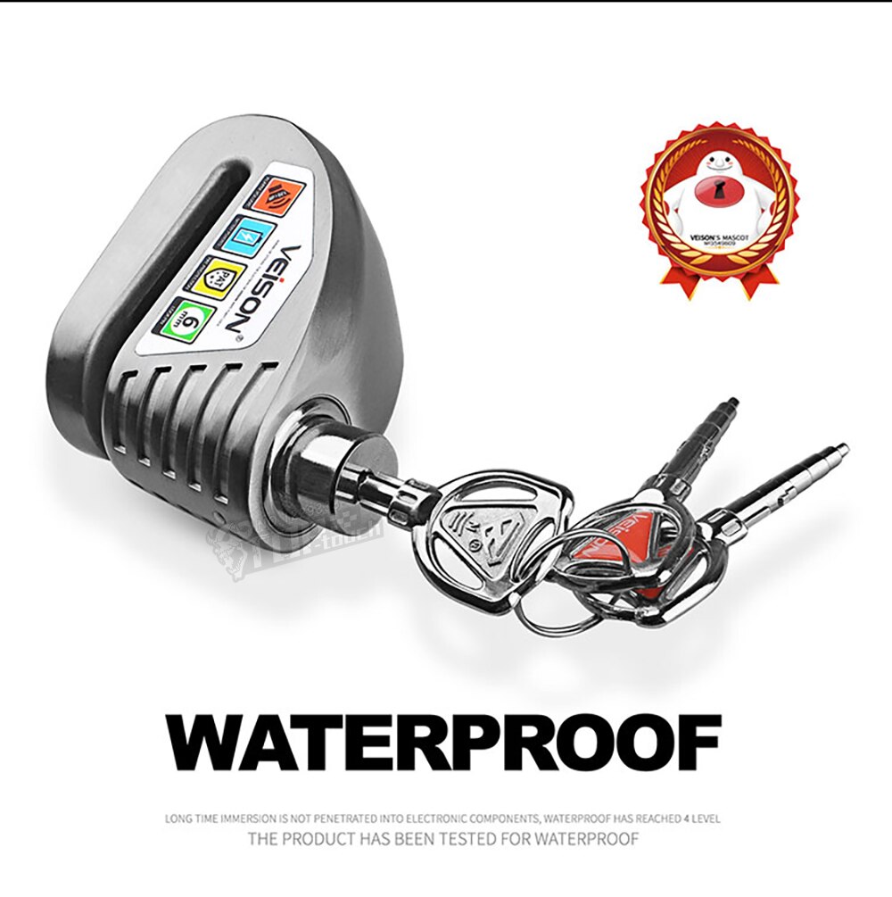 VEISON-candado de bloqueo de disco Para motocicleta, candado de Alarma impermeable Para bicicleta, Alarma Para Moto