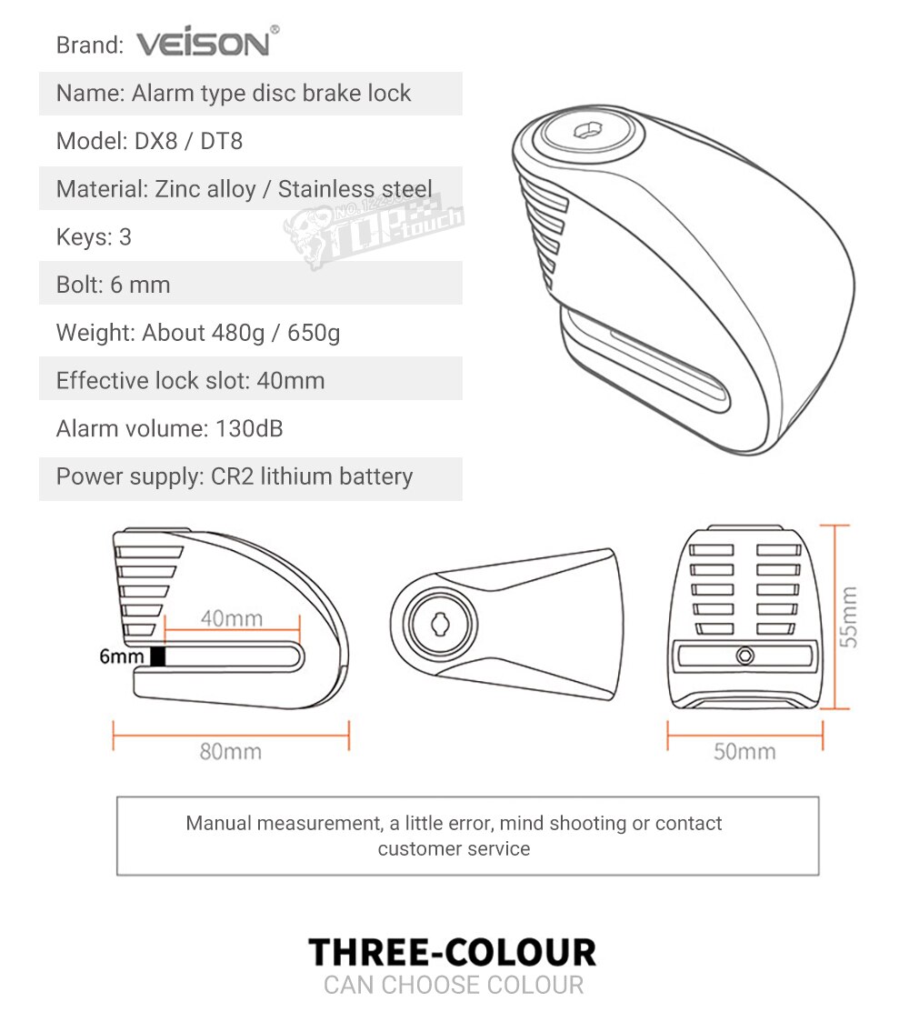 VEISON-candado de bloqueo de disco Para motocicleta, candado de Alarma impermeable Para bicicleta, Alarma Para Moto