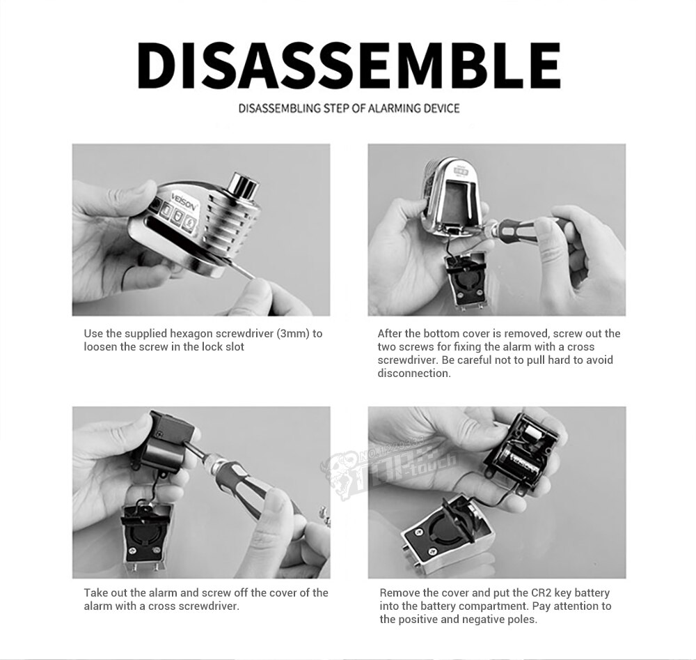 VEISON-candado de bloqueo de disco Para motocicleta, candado de Alarma impermeable Para bicicleta, Alarma Para Moto