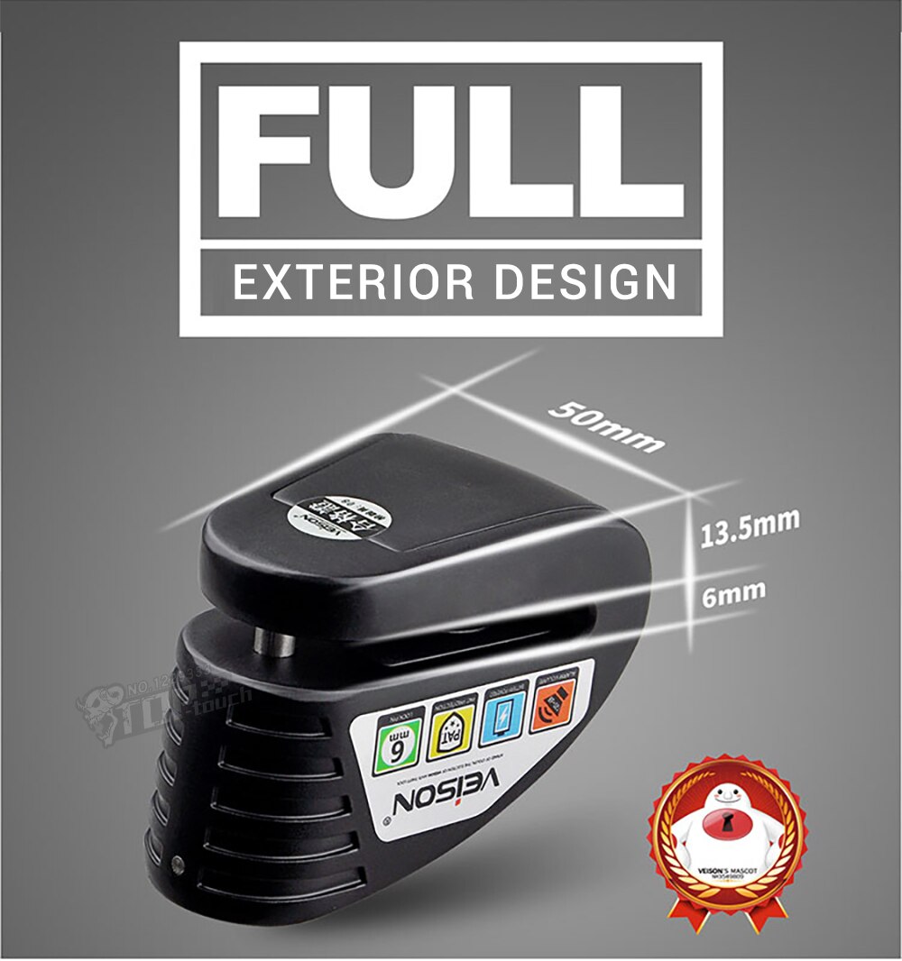 VEISON-candado de bloqueo de disco Para motocicleta, candado de Alarma impermeable Para bicicleta, Alarma Para Moto