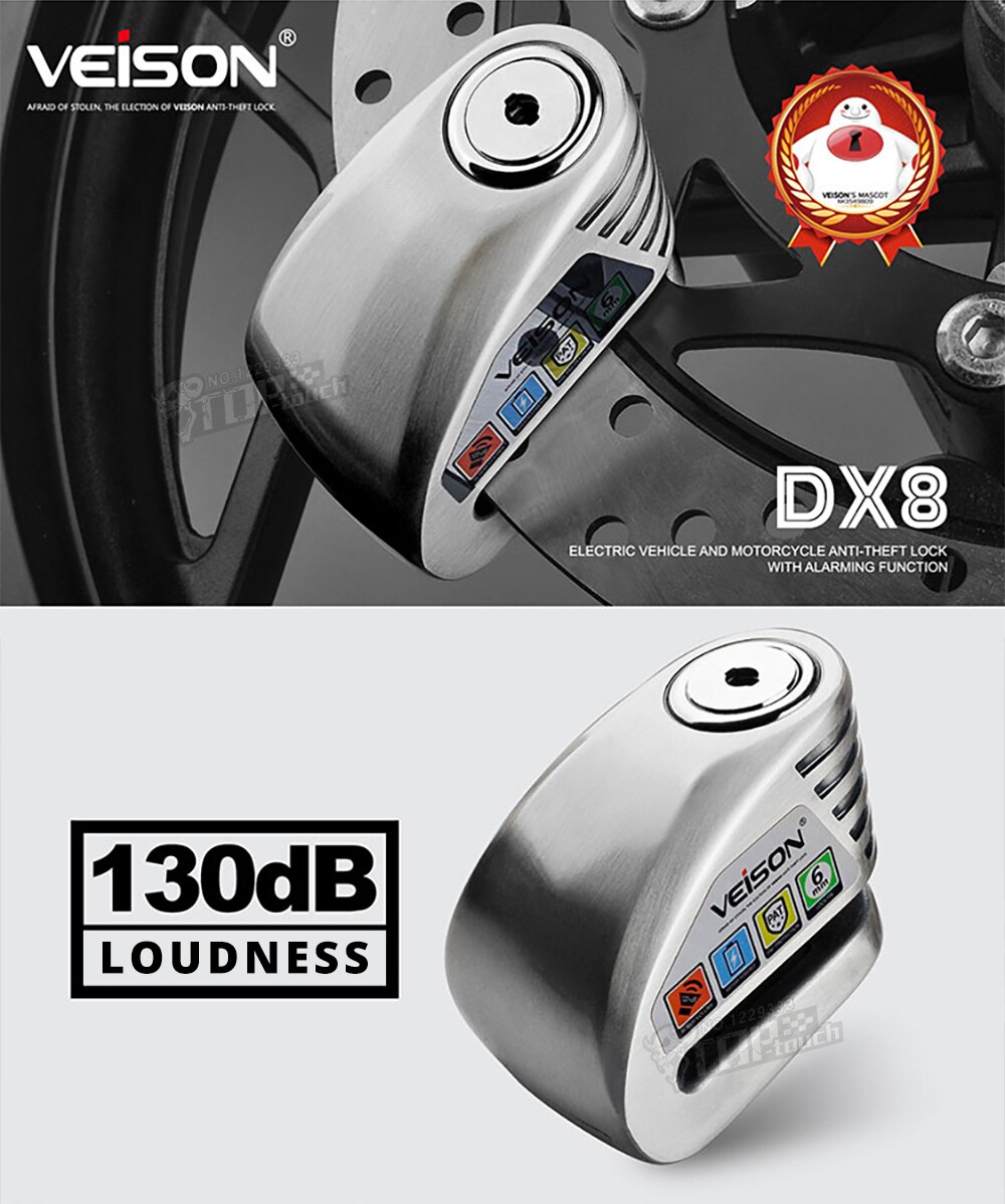 VEISON-candado de bloqueo de disco Para motocicleta, candado de Alarma impermeable Para bicicleta, Alarma Para Moto