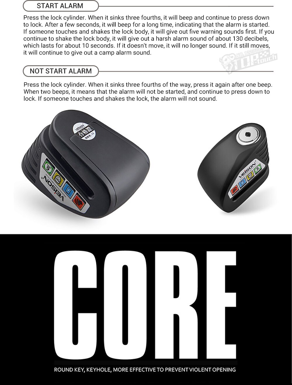 VEISON-candado de bloqueo de disco Para motocicleta, candado de Alarma impermeable Para bicicleta, Alarma Para Moto