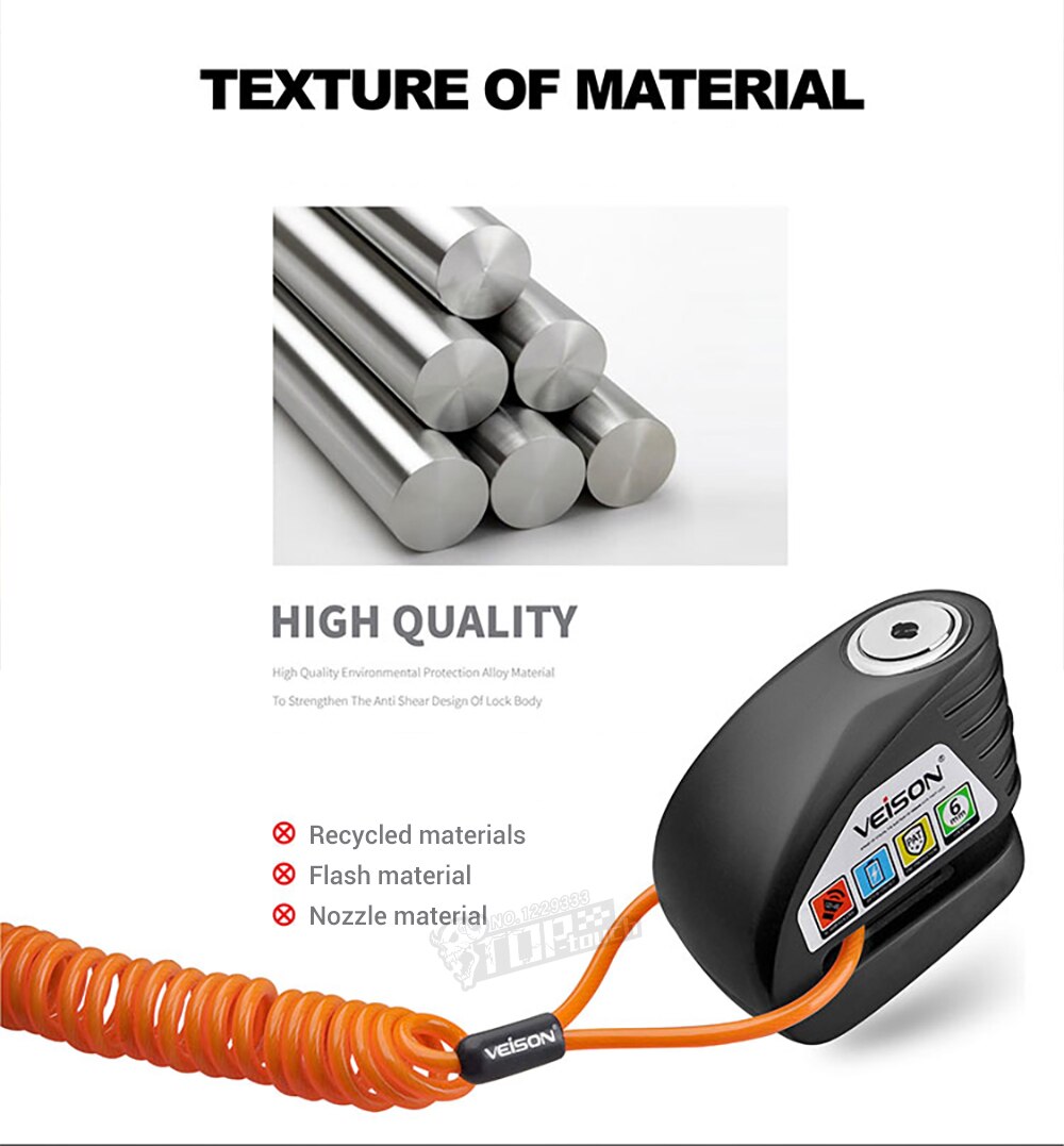 VEISON-candado de bloqueo de disco Para motocicleta, candado de Alarma impermeable Para bicicleta, Alarma Para Moto