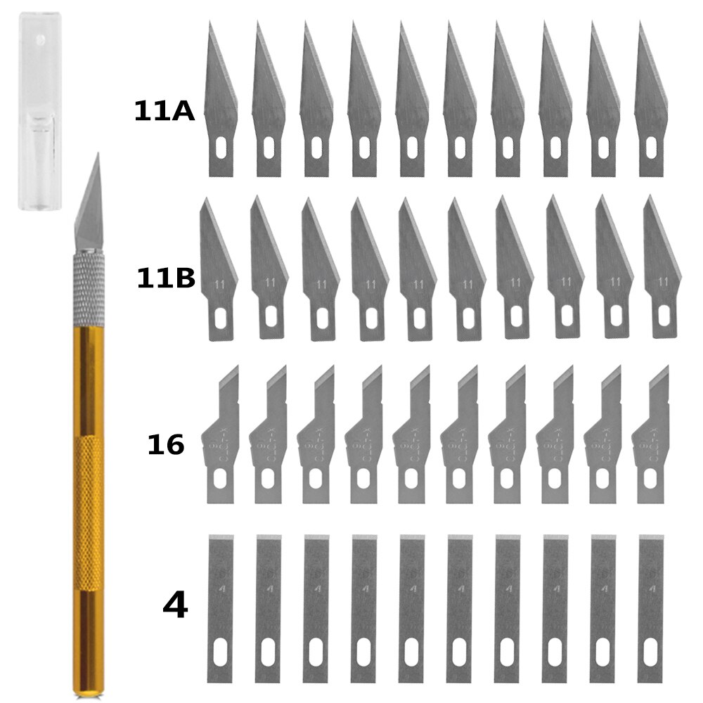 Juego de Herramientas de cuchillo de bistur&iacute; de Metal antideslizante, cortador, grabado, artesan&iacute;a, cuchillas + 40 piezas, PCB, herramientas de mano de reparaci&oacute;n DIY