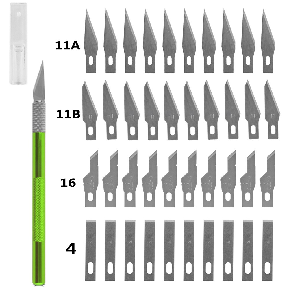 Juego de Herramientas de cuchillo de bistur&iacute; de Metal antideslizante, cortador, grabado, artesan&iacute;a, cuchillas + 40 piezas, PCB, herramientas de mano de reparaci&oacute;n DIY