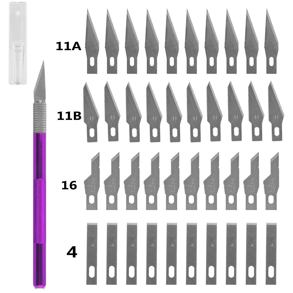 Juego de Herramientas de cuchillo de bistur&iacute; de Metal antideslizante, cortador, grabado, artesan&iacute;a, cuchillas + 40 piezas, PCB, herramientas de mano de reparaci&oacute;n DIY