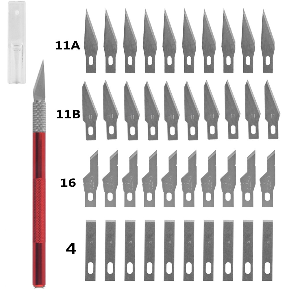 Juego de Herramientas de cuchillo de bistur&iacute; de Metal antideslizante, cortador, grabado, artesan&iacute;a, cuchillas + 40 piezas, PCB, herramientas de mano de reparaci&oacute;n DIY