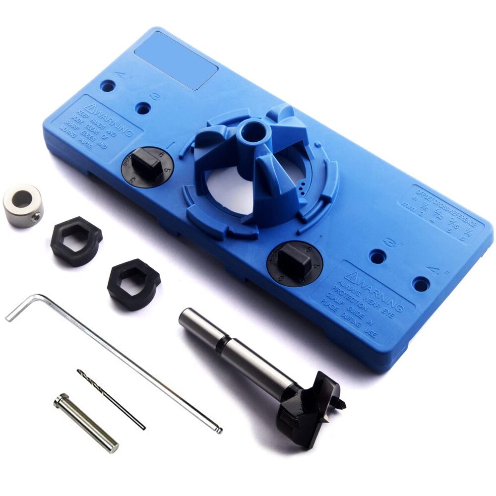 Plantilla de bisagra oculta de 35mm, kit de plantilla de bisagra estilo taza, gu&iacute;a de taladro de agujero Forstner Bit, cortador de madera, herramienta de bricolaje para carpinter&iacute;a