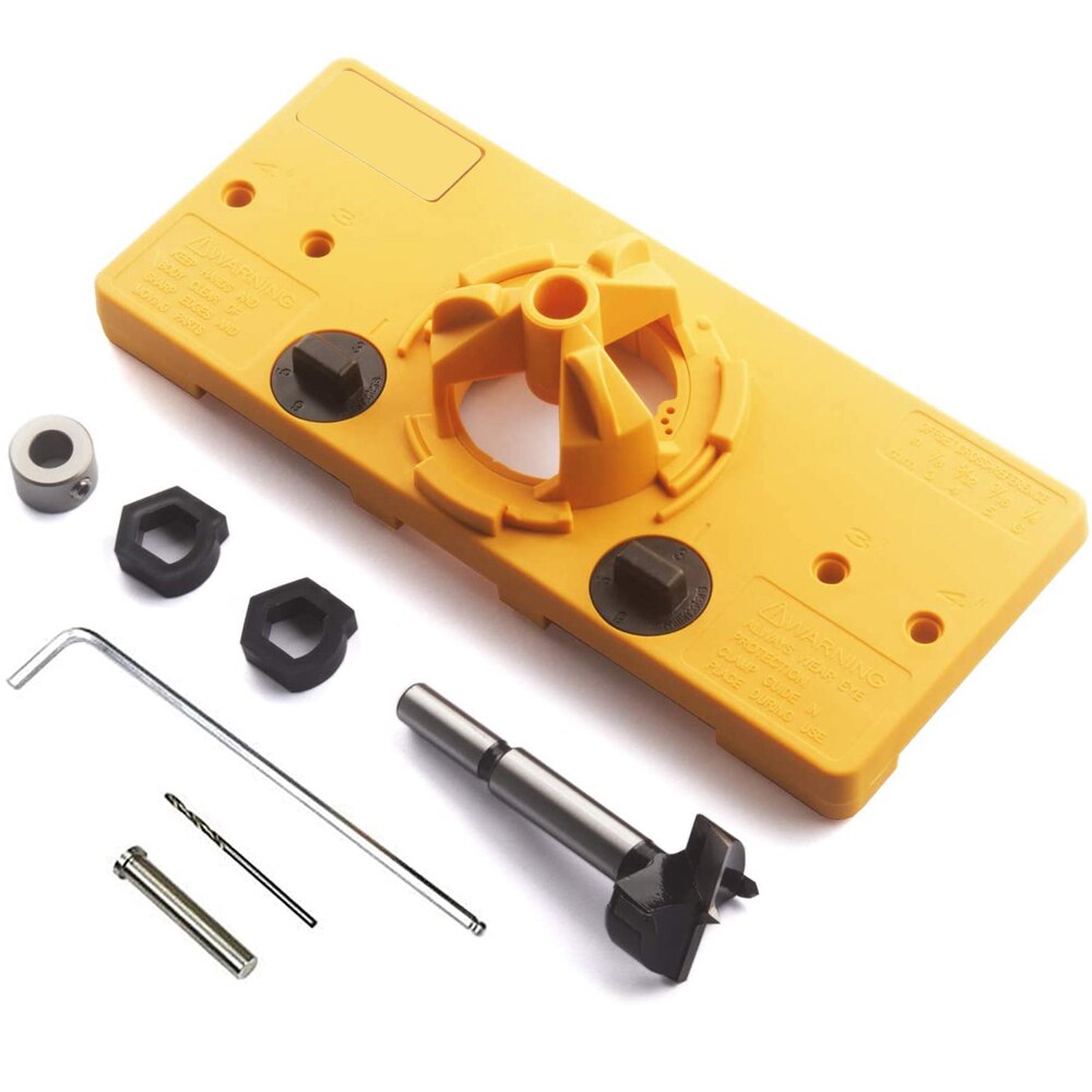 Plantilla de bisagra oculta de 35mm, kit de plantilla de bisagra estilo taza, gu&iacute;a de taladro de agujero Forstner Bit, cortador de madera, herramienta de bricolaje para carpinter&iacute;a