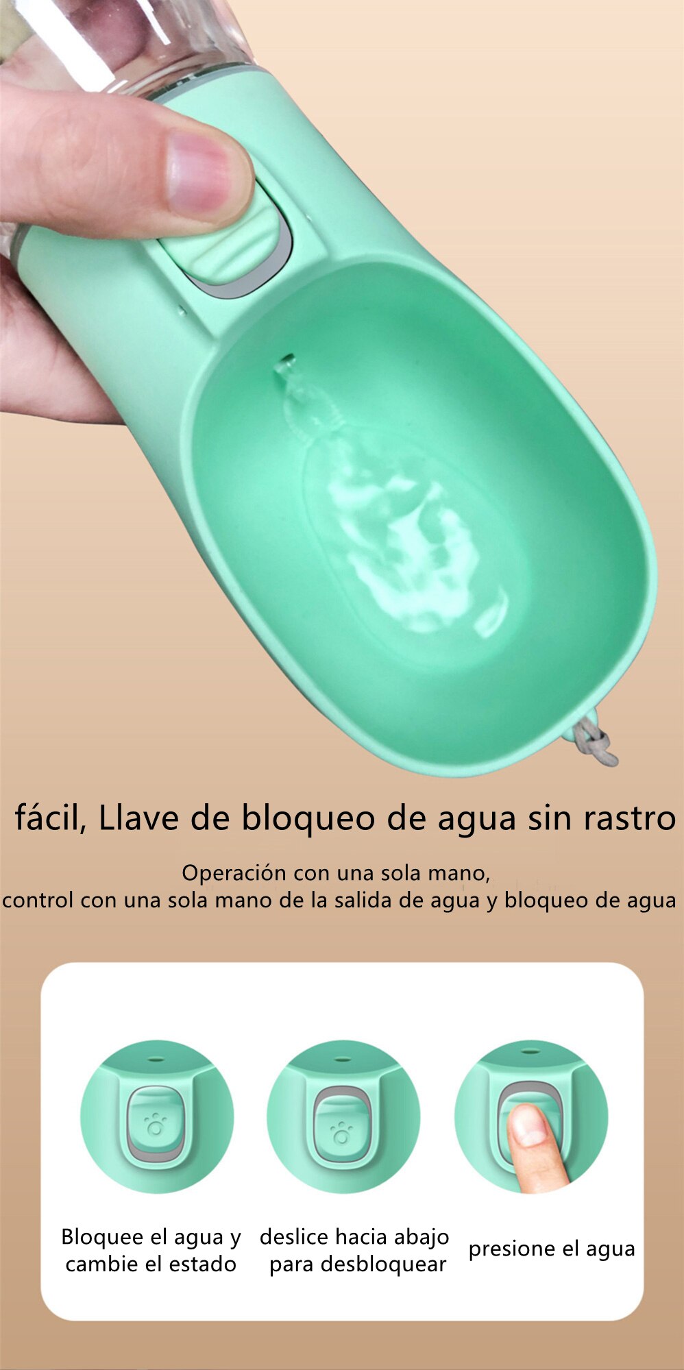 Botella de agua port&aacute;til para perro, bebedero de viaje para mascotas a prueba de fugas, taz&oacute;n de comida para gato, fuente para beber para caminar al aire libre, alimentador para perros dispensador de