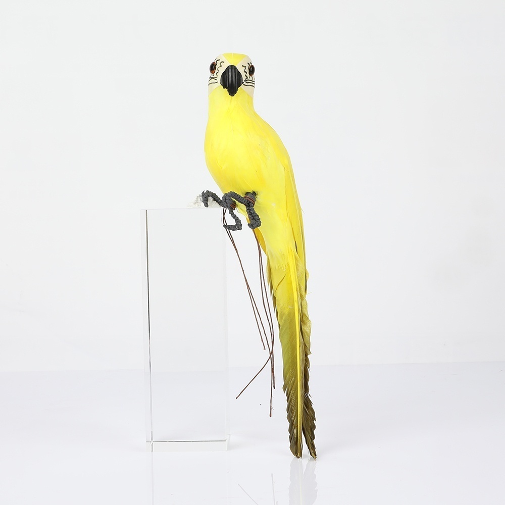 Figura decorativa de loro de 25/35 cm, p&aacute;jaro hecho a mano con plumas de colores para decoraci&oacute;n de jard&iacute;n