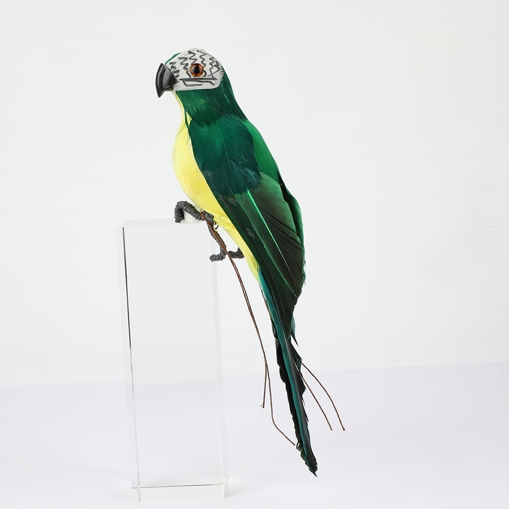 Figura decorativa de loro de 25/35 cm, p&aacute;jaro hecho a mano con plumas de colores para decoraci&oacute;n de jard&iacute;n