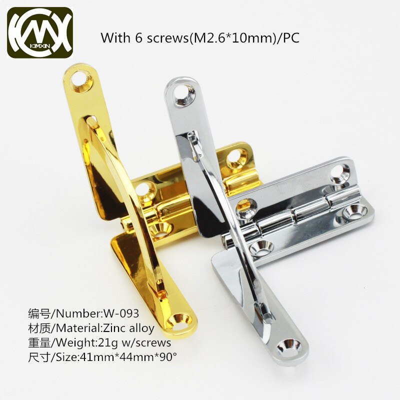 Bisagras de joyero de aleaci&oacute;n de Zinc, hardware de caja de madera de alto grado, bisagra de caja de cigarros/recolecci&oacute;n, env&iacute;o F w-093, 41mm x 44mm, 2 uds.