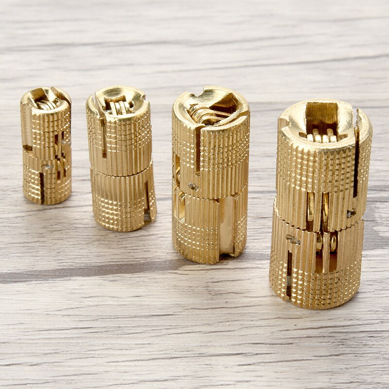 Bisagras de muebles de lat&oacute;n de cobre NAIERDI 8-18mm cil&iacute;ndrica oculta gabinete bisagras de puerta invisibles para caja de regalo de Hardware