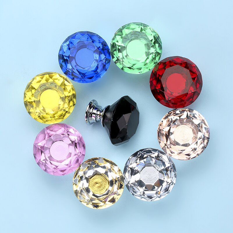 NAIERDI-pomos de cristal con forma de diamante para armario, tirador de caj&oacute;n, puerta de armario de cocina, Hardware