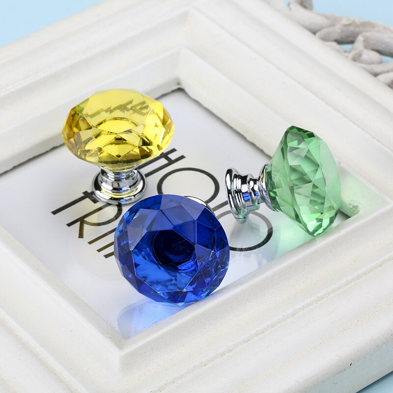 NAIERDI-pomos de cristal con forma de diamante para armario, tirador de caj&oacute;n, puerta de armario de cocina, Hardware