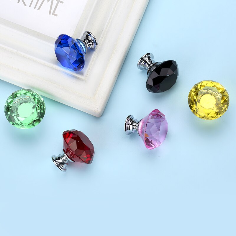 NAIERDI-pomos de cristal con forma de diamante para armario, tirador de caj&oacute;n, puerta de armario de cocina, Hardware