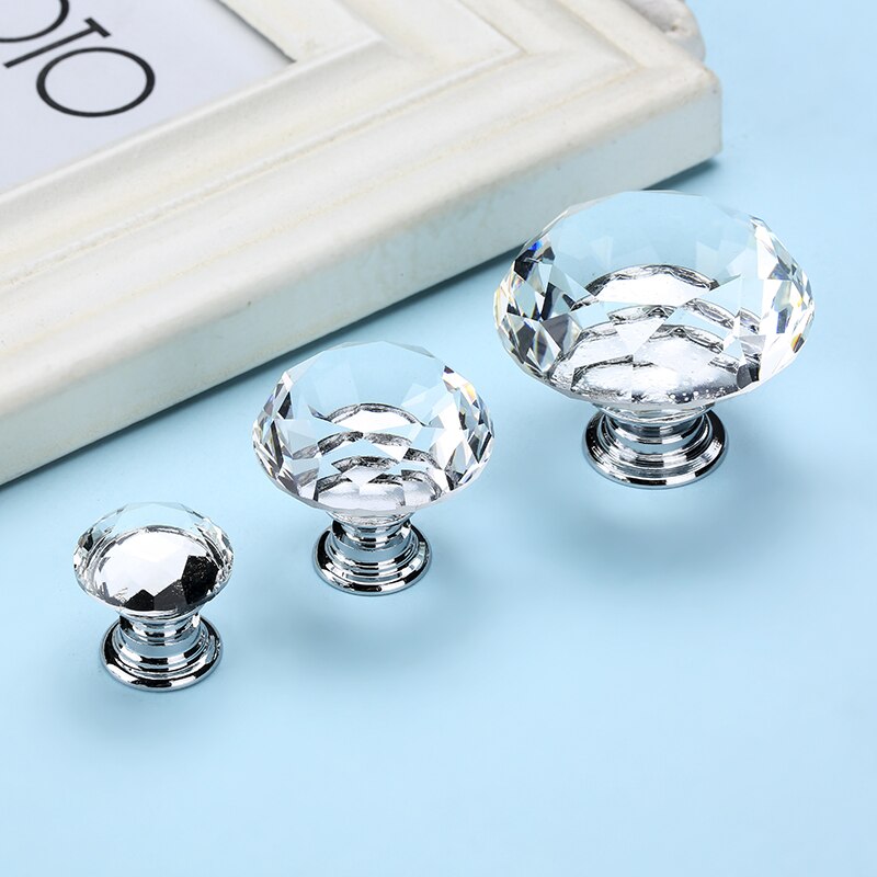 NAIERDI-pomos de cristal con forma de diamante para armario, tirador de caj&oacute;n, puerta de armario de cocina, Hardware