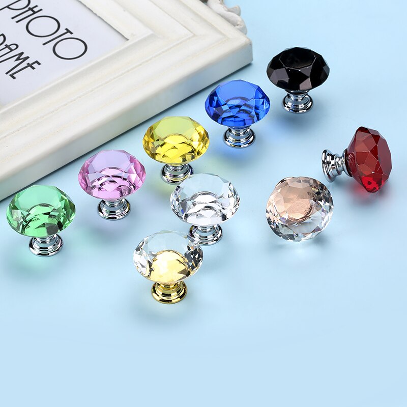 NAIERDI-pomos de cristal con forma de diamante para armario, tirador de caj&oacute;n, puerta de armario de cocina, Hardware