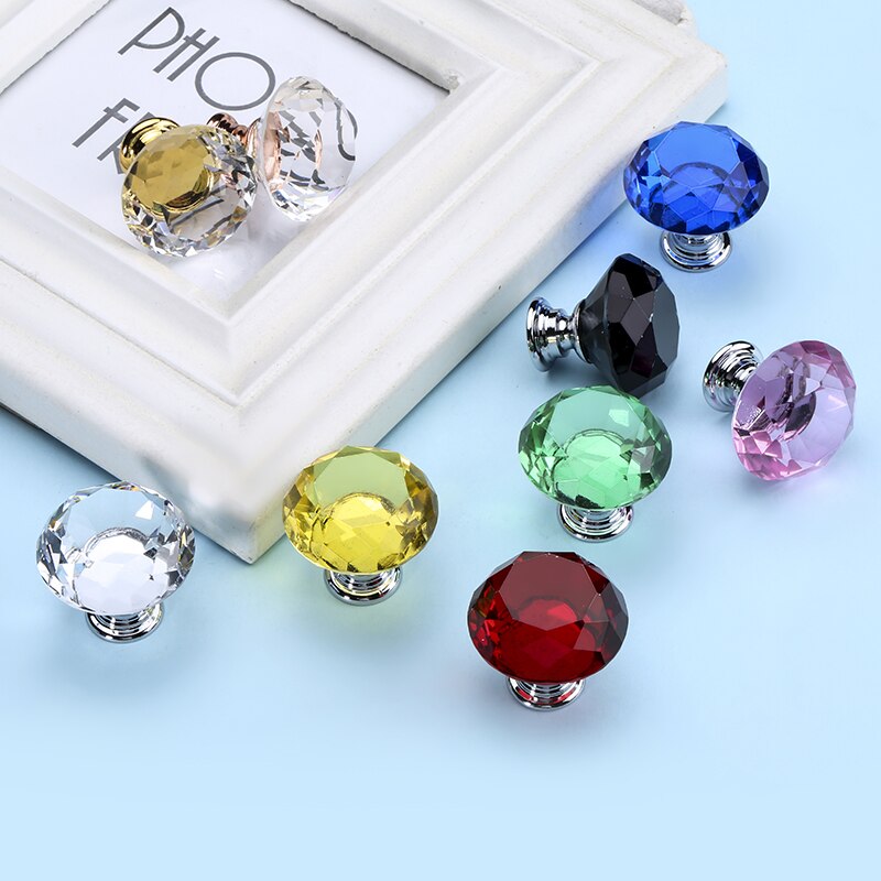 NAIERDI-pomos de cristal con forma de diamante para armario, tirador de caj&oacute;n, puerta de armario de cocina, Hardware