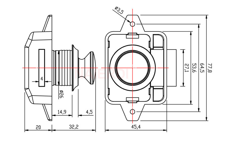 NAIERDI-bot&oacute;n de bloqueo de coche, pestillo de caj&oacute;n, gabinete, muebles, Hardware, autocaravana, barco, autocaravana, 26mm de di&aacute;metro