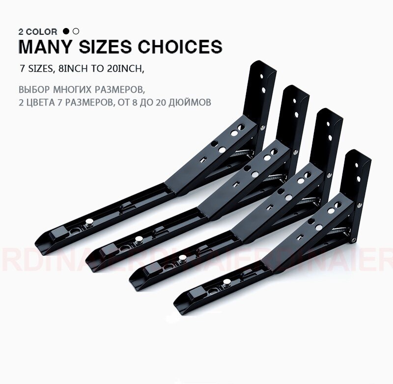 NAIERDI-Soporte de estante triangular plegable de acero, soporte de estante ajustable montado en la pared, banco, mesa, 2 uds.